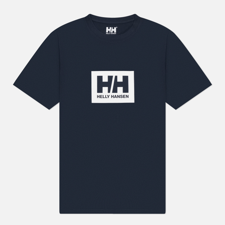 фото Мужская футболка helly hansen hh box 2.0, цвет синий, размер l