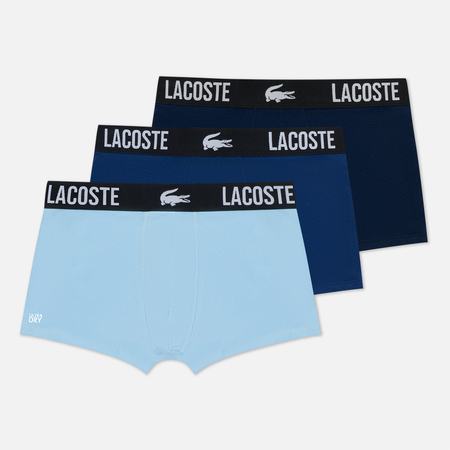 фото Комплект мужских трусов lacoste underwear 3-pack classic trunk, цвет синий, размер xl