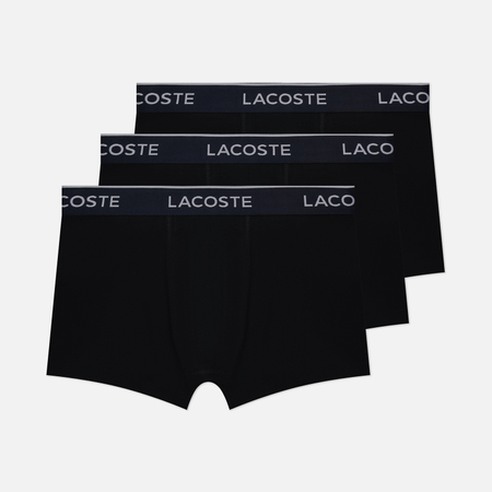 фото Комплект мужских трусов lacoste underwear 3-pack casual trunk, цвет чёрный, размер m