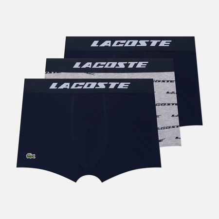 фото Комплект мужских трусов lacoste underwear 3-pack casual contrast waist trunk, цвет комбинированный, размер s