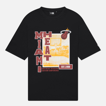 фото Мужская футболка new era nba graphic regular miami heat, цвет чёрный, размер xxl