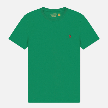 фото Мужская футболка polo ralph lauren classic crew neck 26/1 jersey, цвет зелёный, размер s