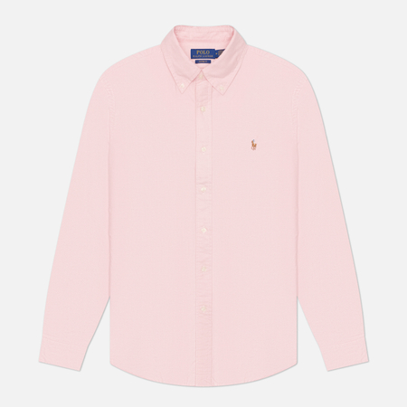 фото Мужская рубашка polo ralph lauren classic oxford custom fit, цвет розовый, размер m