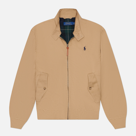 фото Мужская куртка харрингтон polo ralph lauren the bedford twill, цвет бежевый, размер m