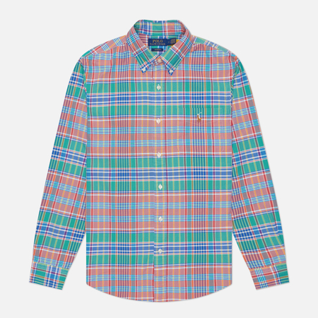фото Мужская рубашка polo ralph lauren custom fit classic oxford, цвет оранжевый, размер xxl