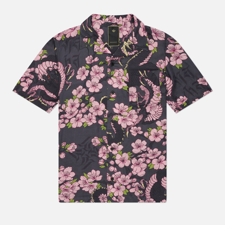 фото Мужская рубашка maharishi sakura camp collar, цвет синий, размер l