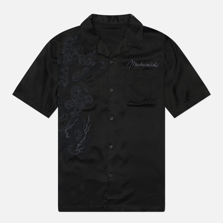 фото Мужская рубашка maharishi sakura dragon camp collar, цвет чёрный, размер xl
