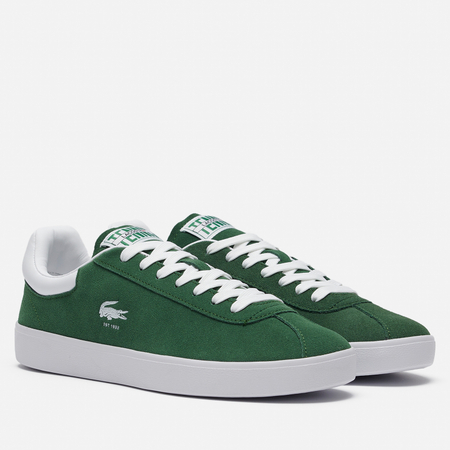 фото Мужские кроссовки lacoste baseshot suede, цвет зелёный, размер 40.5 eu