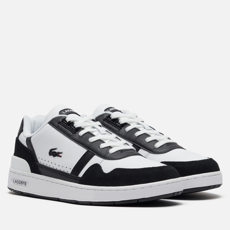 фото Мужские кроссовки lacoste t-clip logo leather, цвет белый, размер 40.5 eu