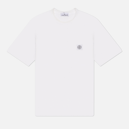 фото Мужская футболка stone island regular compass patch, цвет белый, размер m