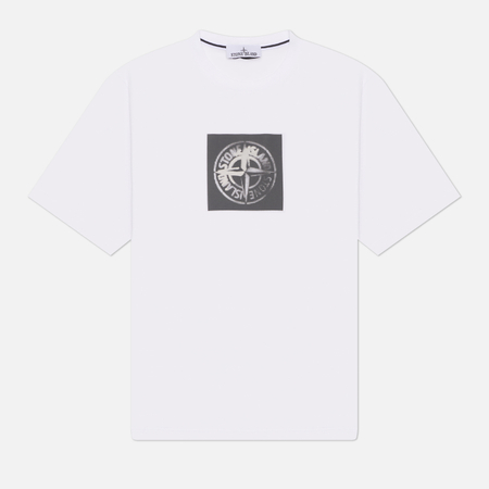фото Мужская футболка stone island institutional one print, цвет белый, размер s