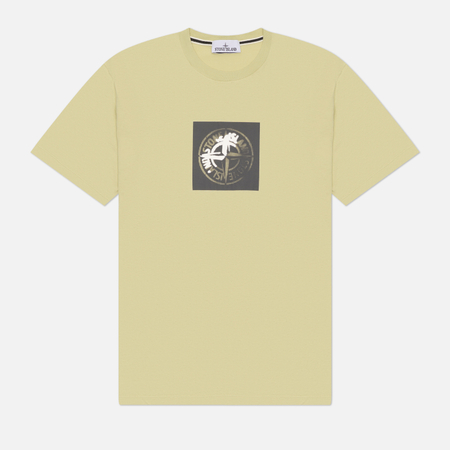 фото Мужская футболка stone island institutional one print, цвет зелёный, размер m