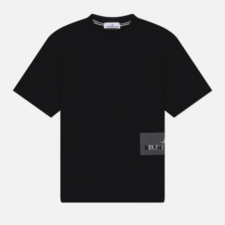фото Мужская футболка stone island institutional two print, цвет чёрный, размер l