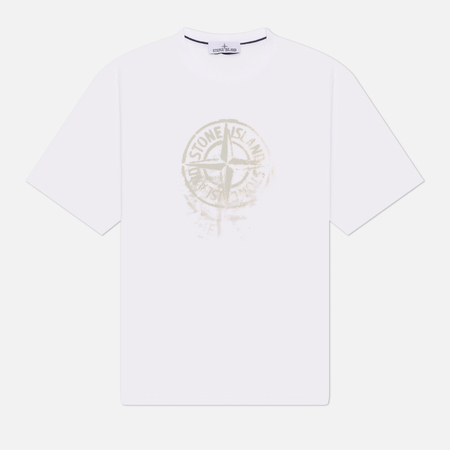 фото Мужская футболка stone island reflective one print, цвет белый, размер m