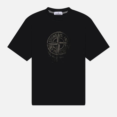 фото Мужская футболка stone island reflective one print, цвет чёрный, размер m