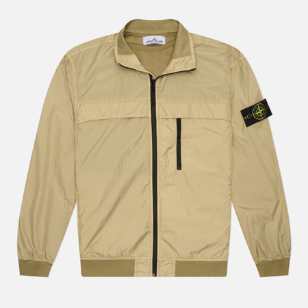 фото Мужская куртка ветровка stone island garment dyed crinkle reps r-ny, цвет бежевый, размер l