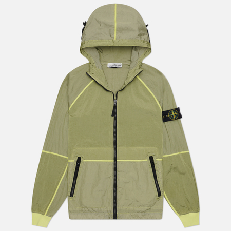 фото Мужская куртка ветровка stone island nylon metal watro-tc hooded, цвет зелёный, размер l