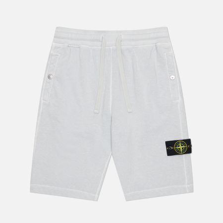 фото Мужские шорты stone island malfile fleece old treatment regular, цвет голубой, размер s