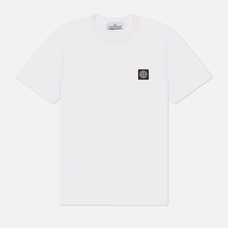 фото Мужская футболка stone island 60/2 cotton jersey regular, цвет белый, размер xxl