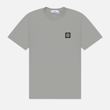 фото Мужская футболка stone island 60/2 cotton jersey regular, цвет серый, размер m