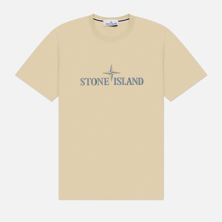 фото Мужская футболка stone island institutional three print motif, цвет бежевый, размер l
