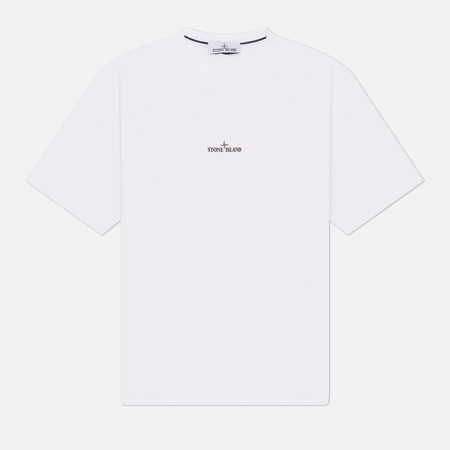 фото Мужская футболка stone island institutional four print motif, цвет белый, размер m