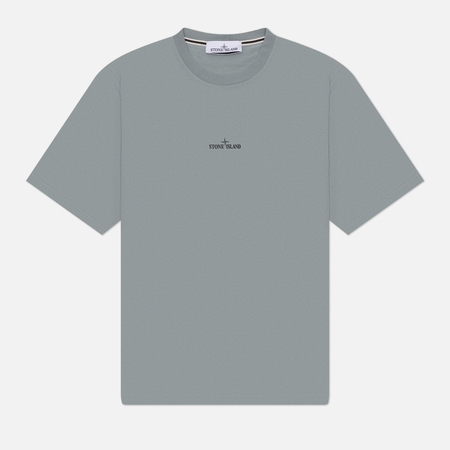 фото Мужская футболка stone island institutional four print motif, цвет серый, размер m