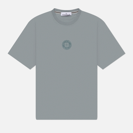 фото Мужская футболка stone island abbreviation one print, цвет серый, размер s