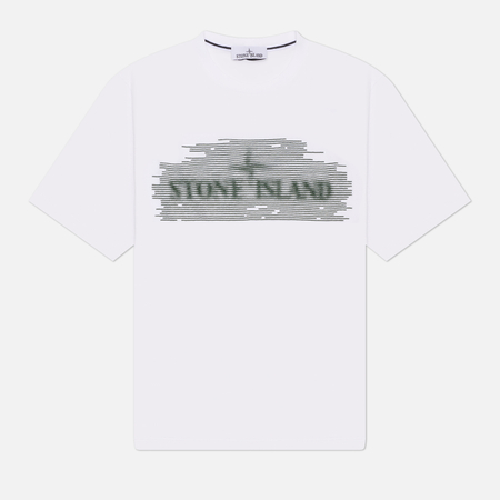 фото Мужская футболка stone island optical one print, цвет белый, размер xl