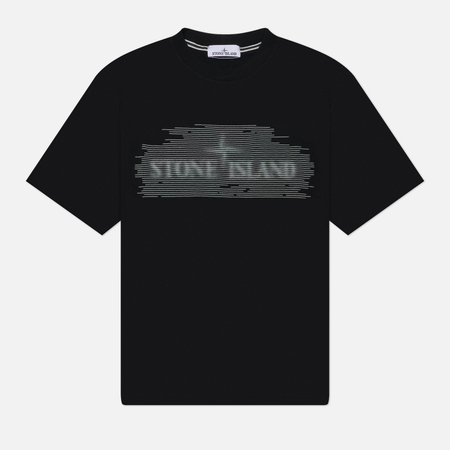 фото Мужская футболка stone island optical one print, цвет чёрный, размер xl