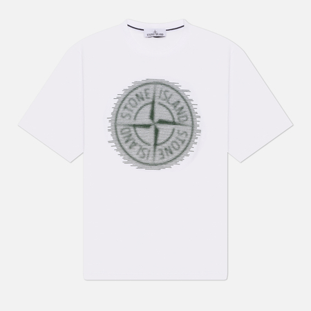 фото Мужская футболка stone island optical two print, цвет белый, размер xl