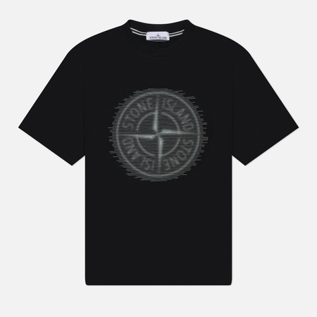 фото Мужская футболка stone island optical two print, цвет чёрный, размер m