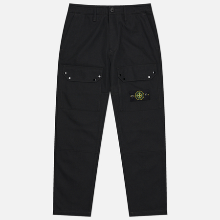 фото Мужские брюки stone island stretch cotton drill cargo, цвет чёрный, размер 30