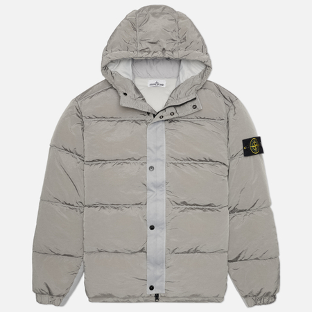 фото Мужской пуховик stone island nylon metal in econyl down-tc, цвет серый, размер l