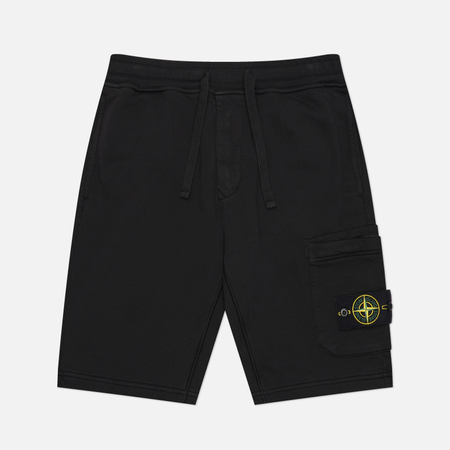 фото Мужские шорты stone island cotton fleece cargo regular, цвет чёрный, размер m