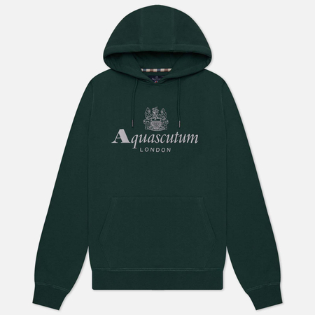 фото Мужская толстовка aquascutum active big logo hoodie fleece, цвет зелёный, размер s