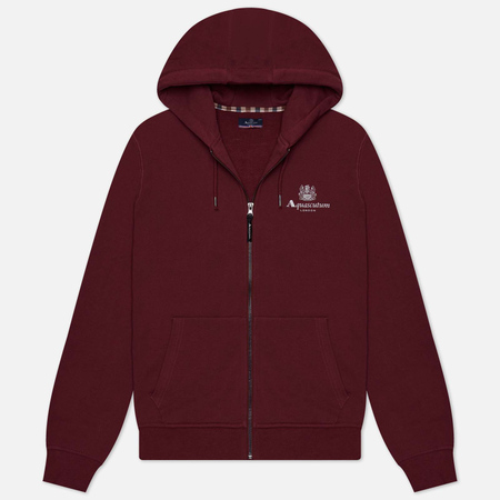 фото Мужская толстовка aquascutum active small logo full zip hoodie, цвет бордовый, размер s