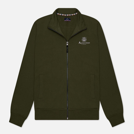 фото Мужская толстовка aquascutum active small logo full zip mock neck fleece, цвет зелёный, размер s