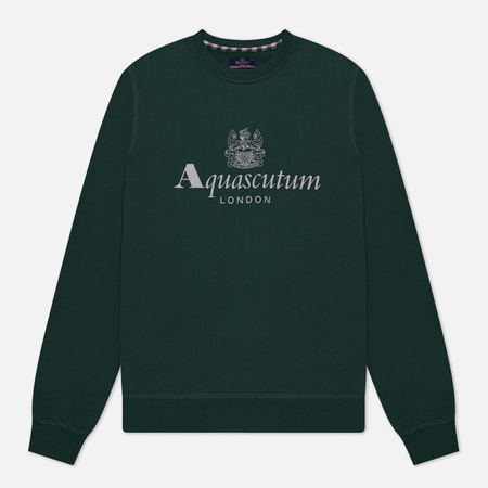 фото Мужская толстовка aquascutum active big logo crew neck fleece, цвет зелёный, размер s