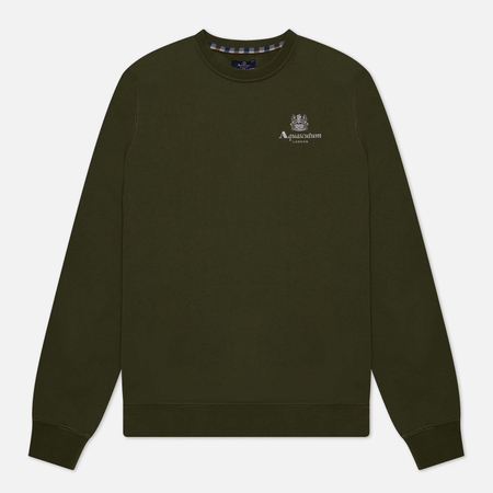 фото Мужская толстовка aquascutum active small logo crew neck fleece, цвет зелёный, размер s