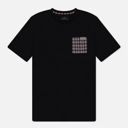 фото Мужская футболка aquascutum active check pocket, цвет чёрный, размер s