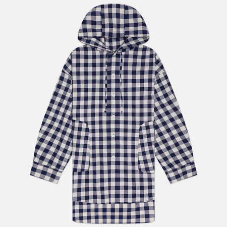 фото Мужская рубашка anglan huge check hoodie, цвет синий, размер m