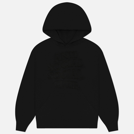 фото Мужская толстовка anti social social club toned down applique hoodie, цвет чёрный, размер xxl