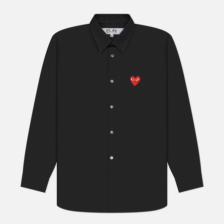 фото Мужская рубашка comme des garcons play red heart emblem, цвет чёрный, размер xxl