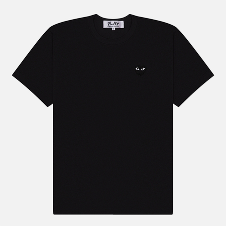 фото Мужская футболка comme des garcons play black emblem, цвет чёрный, размер s