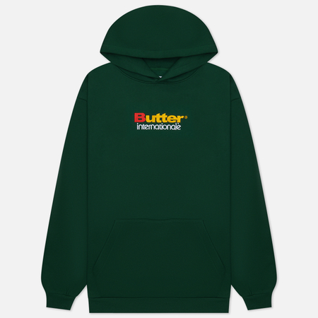 фото Мужская толстовка butter goods internationale embroidered hoodie, цвет зелёный, размер s