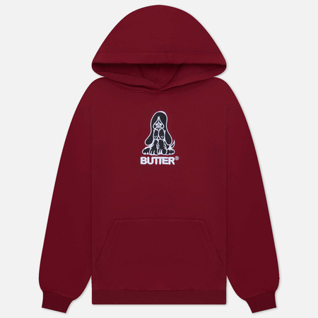 фото Мужская толстовка butter goods hound embroidered hoodie, цвет красный, размер s
