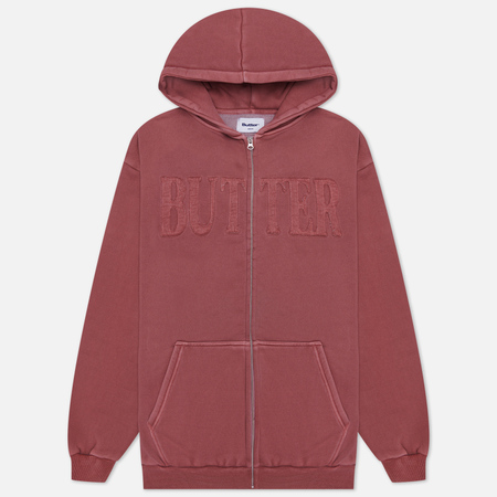 фото Мужская толстовка butter goods fabric applique zip hoodie, цвет бордовый, размер s