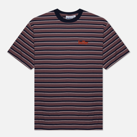 фото Мужская футболка butter goods gardens stripe, цвет бордовый, размер s