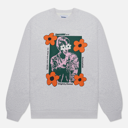 фото Мужская толстовка butter goods dazed crew neck, цвет серый, размер s